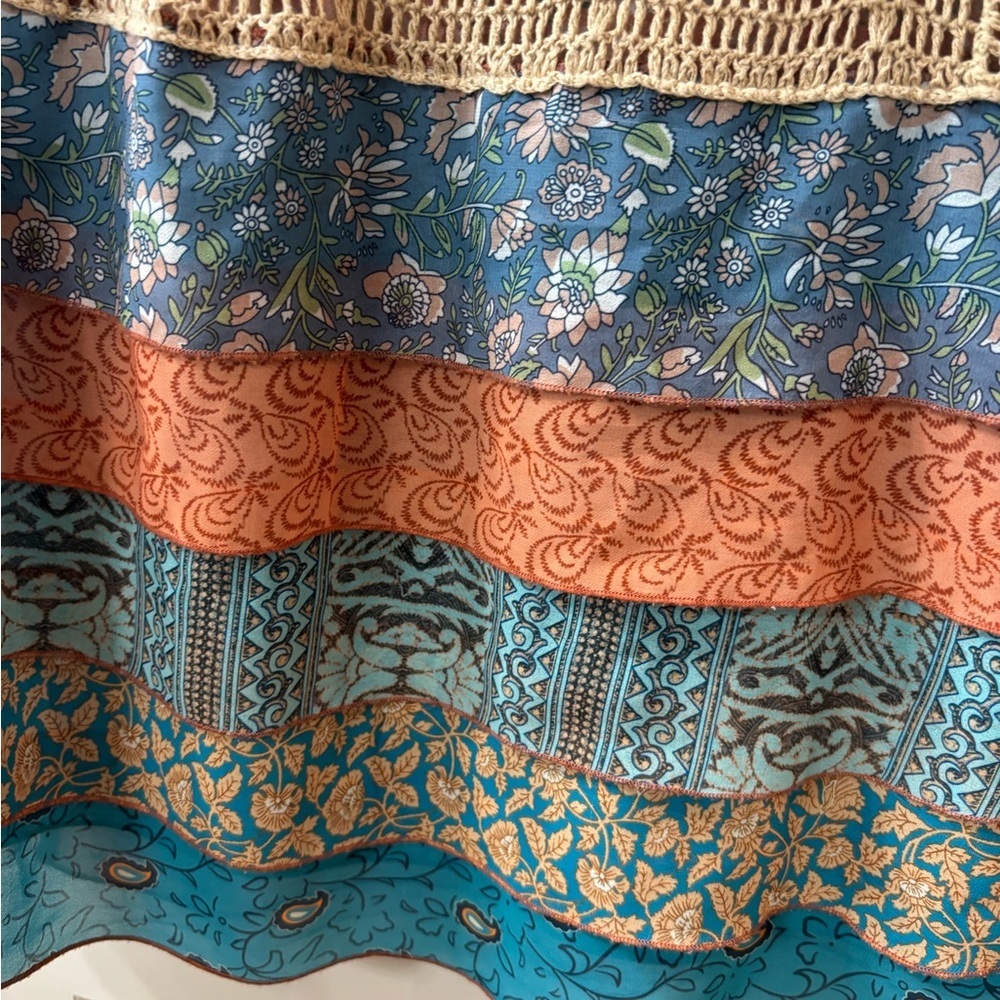 John Mark Tan Crochet and Multicolor Layered Tunic - Picture 5 of 7